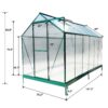 6.3'x12.2'x7' Polycarbonate Greenhouse, Heavy Duty Outdoor Aluminum Walk-In Green House Kit With Rain Gutter, Vent And Door For Backyard Garden - Green - Image 27