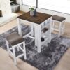 3 Pieces Counter Set Storage Space For Small Space Modern Farmhouse Design Retro Design Easy To Assembly - Antique Dark Oak / Antique White - Image 4