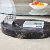 Contemporary Artistic Double Layer Coffee Table And Marble Collision Tempered Glass Top - Transparent / White / Black - Image 10