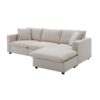 Modern Sectional Sofa With Throw Pillows, Cloud L Shaped Couch Set With Wide 4 Seat Comfy Couch Set With Movable Ottoman - Beige - Image 10