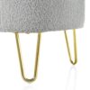Upholstered Oval Storage Bench With Metal Legs - Gray - Image 13