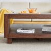 Modern Minimalist Rectangular Coffee Table Measuring Embodies The Simple Charm Of Mid Century Aesthetics, Adding A Touch Of Elegance To Your Living Room - Walnut - Image 11
