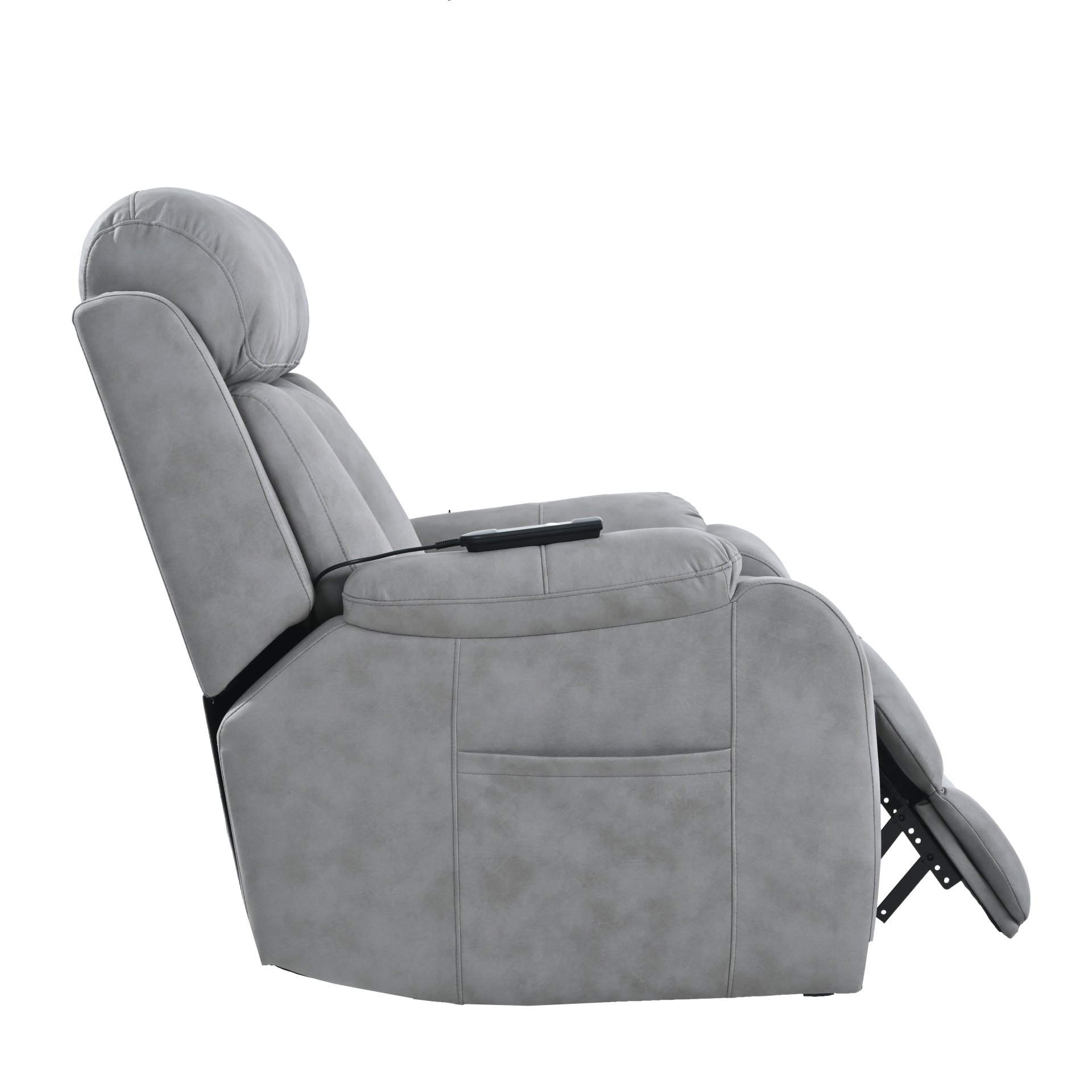 35.4" Electric Power Lift Recliner Chair, Fabric Recliner Chair, Home Theater Seating, Living Room Chair, Side Pocket, Remote Control - Light Gray - Image 17
