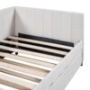 Twin Size Sofa Bed Upholstered Daybed With Trundle Frame No Box Spring Needed, Linen - Beige - Image 9