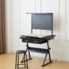Drafting Table With Metal Perforated Board Pannel - Black / Brown - Image 4