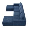 Modular U Shaped Sectional With Ottomans, Luxury Cloud Floor Couch With Deep Seat Fully Compressed Upholstered Sofa - Navy - Image 6