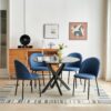 Mid-Century Dining Table For 4 - 6 People With Round MDF Table Top, Pedestal Dining Table, End Table Leisure Coffee Table, Cross Leg - Black - Image 2
