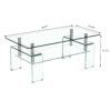 Rectangle Clear Glass Coffee Table, Modern Glass Coffee Table For Living Room, 2 Tier Storage Center Coffee Table, Tempered Glass Tea Table - Transparent - Image 3
