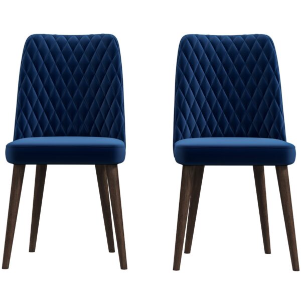 Katie - Mid-Century Modern Velvet Dining Chair (Set of 2) - Blue