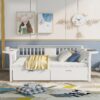 Full Size Daybed With 2 Drawers, Slat Support - White - Image 8