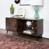 Contemporary Glass Shelf TV Stand For TVs Up To 58 - Dark Walnut - Image 5