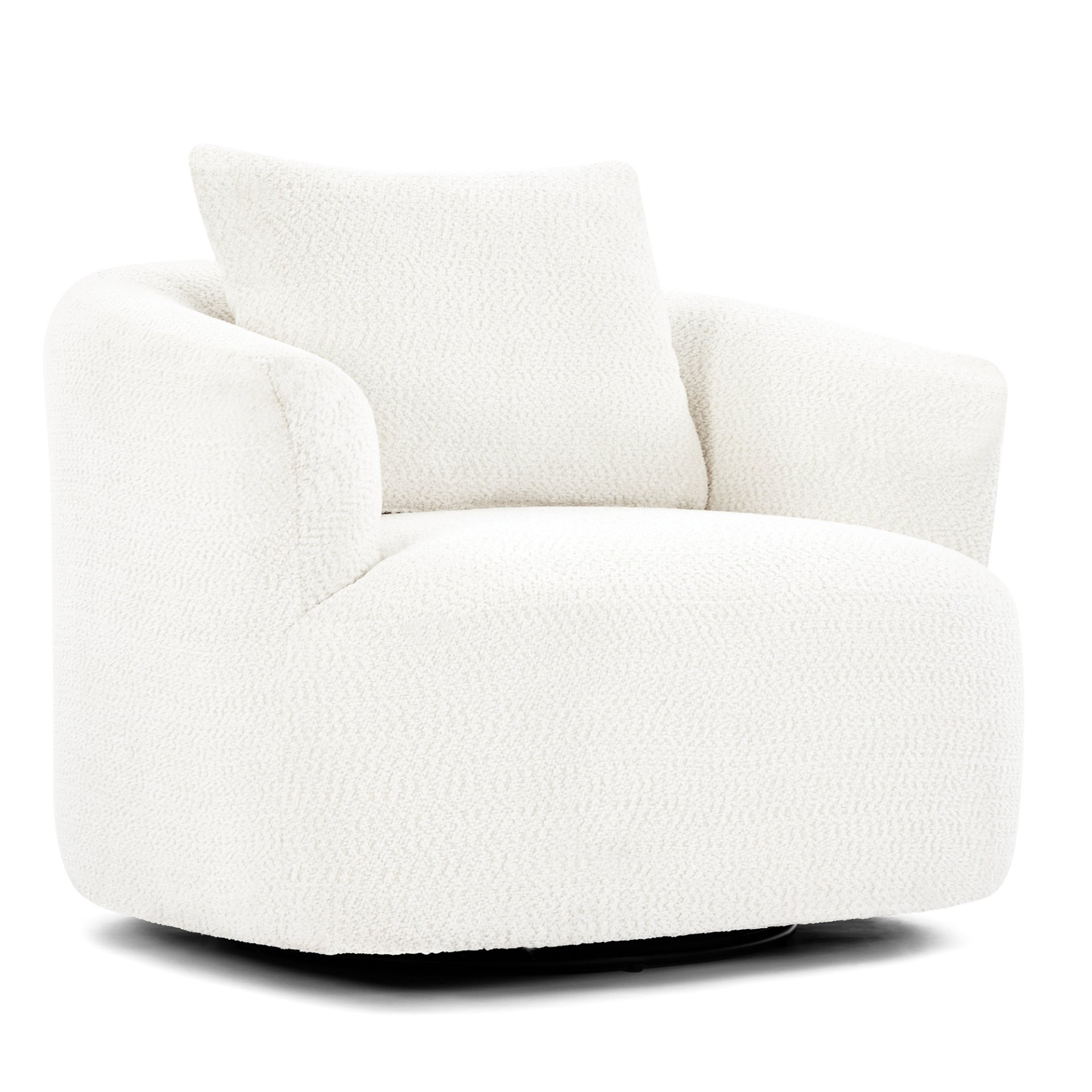 360° Swivel Barrel Sofa Chair With Throw Pillow, Chenille Upholstered Accent Chair - Beige - Image 13