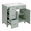 36" Bathroom Vanity With Sink, Soft Close Doors, Adjustable Shelves - Green - Image 12