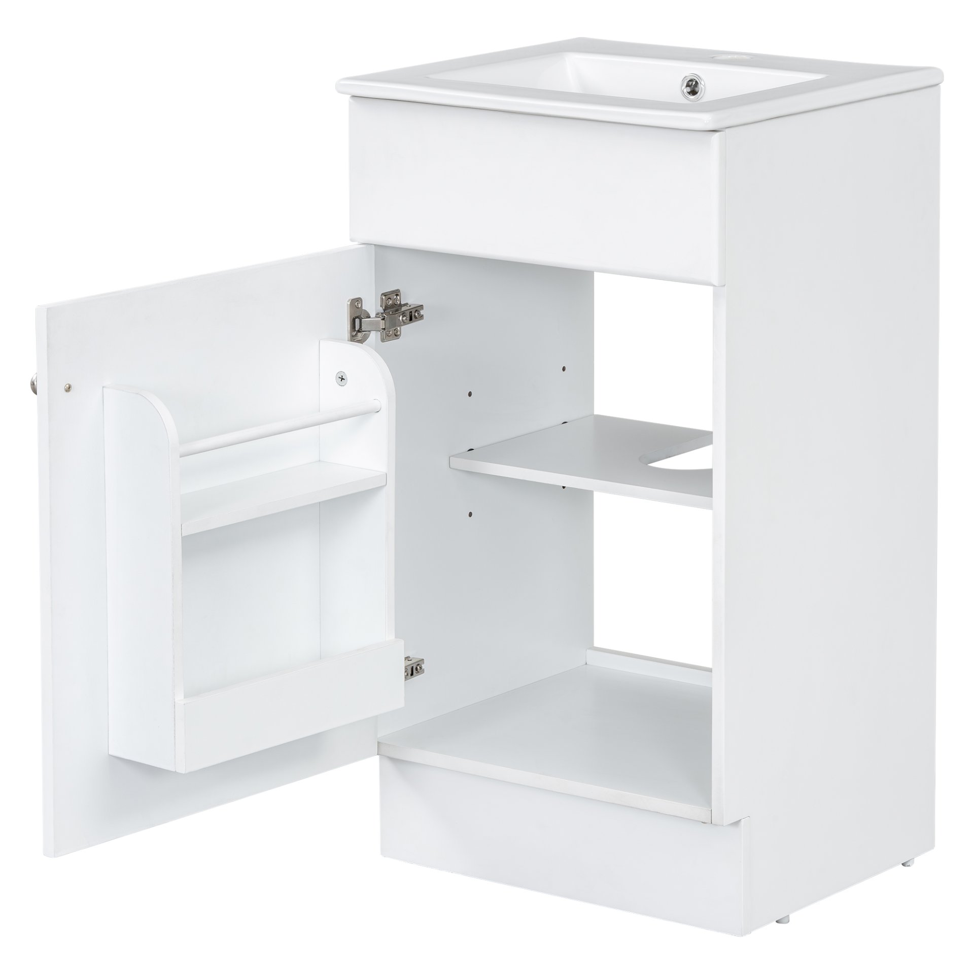 18" Bathroom Vanity With Sink, & Ceramic, Adjustable Shelf - White - Image 12