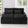 Convertible Loveseat Sofa With Storage, USB Ports, Cup Holders - Black - Image 5