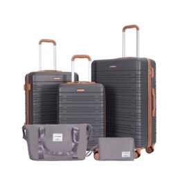 5 Piece Set (20"24"28 +A Travel Bag And A Toiletry Bag), Hard Case Spinner Wheels Luggage Sets With Tsa Lock Carry On Suitcase Luggage Durable Suitcase - Gray