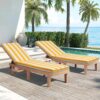 2 Piece Outdoor Chaise Lounge Cushion Set, Replacement Cushions For Patio Furniture - Yellow / White - Image 4