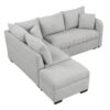 L-Shaped Sectional Pull Out Sofa Bed Sleeper Sofa With Two USB Ports, Two Power Sockets And A Movable Storage Ottoman - Gray - Image 21