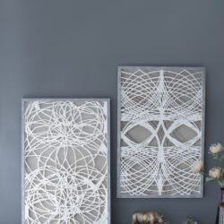 Leaf Shadow Box Wall Decor (Set of 2) - White / Gray