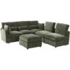 Modern Sectional Sofa Modular Sofa U Shaped Sofa Couch Sofa Bed With Movable Ottoman, USB Ports, Phone Holder - Green - Image 12