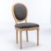 French Style Solid Wood Frame Antique Painting Linen Fabric Back Dining Chair (Set of 2) - Dark Gray - Image 5