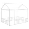 Full Size Bed House Bed Frame With Fence - White - Image 2