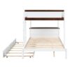 Full Over Full Bunk Bed With Twin Size Trundle, Storage And Desk - White / Walnut - Image 12