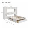 Full Size Pine Wood Platform Bed With All In 1 2 Nightstand, Storage Shelf And Cabinet Bookcase With 2 Charging Stations, Multi Functional Captain Bed Frame With 3 Drawers - White - Image 7