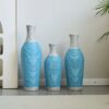 Desktop Vase, Classic And Neat Floor Vase, High Independent Flower Stand, Home Decoration Flower Stand (Set of 3) - White / Blue - Image 6