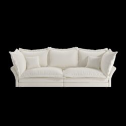 Modern Comfy Upholstered Sofa Cloud Couch, Deep Seat Couches With Multiple Large Soft Pillows, Convertible Deep Seat Chaise Longue For Living Room - Beige
