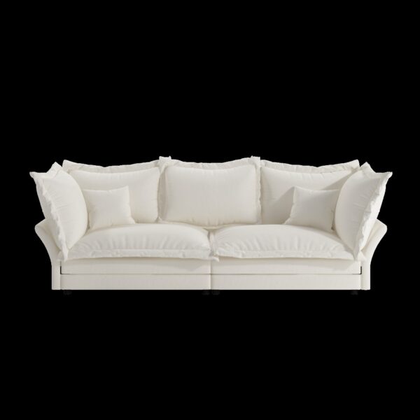 Modern Comfy Upholstered Sofa Cloud Couch, Deep Seat Couches With Multiple Large Soft Pillows, Convertible Deep Seat Chaise Longue For Living Room - Beige