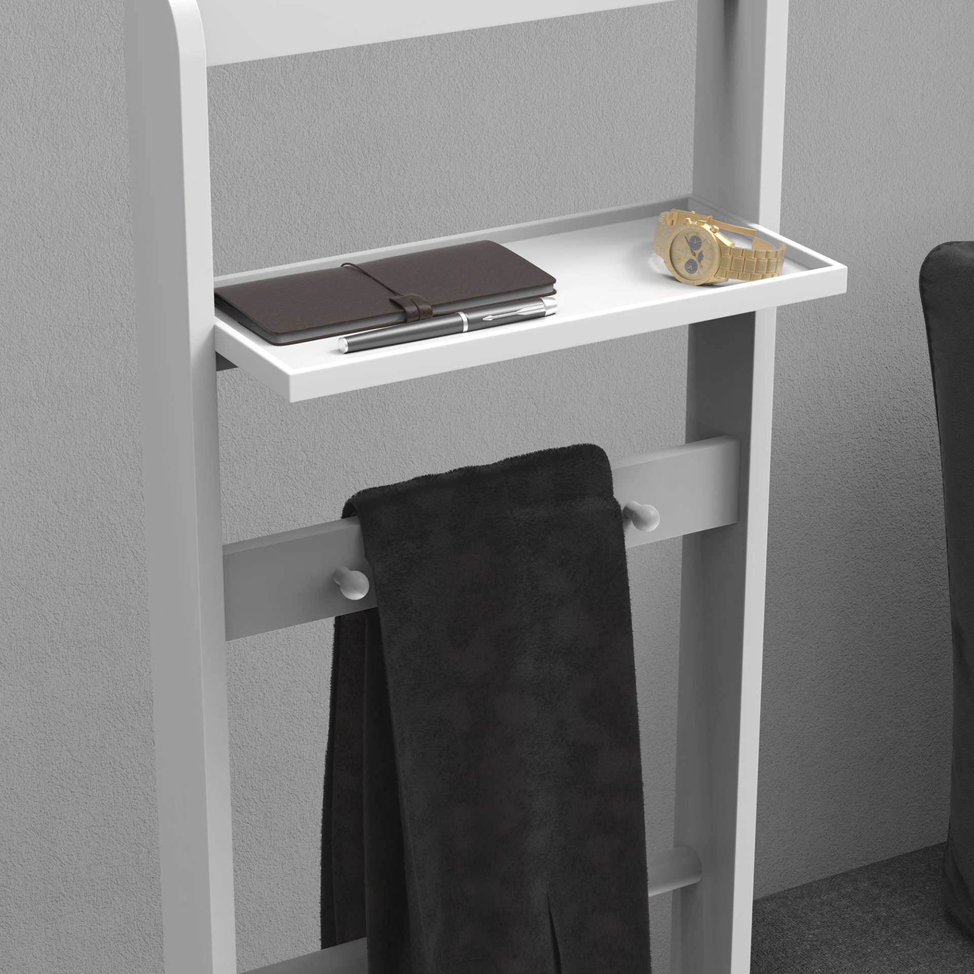 Accent Portable Garment Rack, Clothes Valet Stand With Storage Organizer - White - Image 9