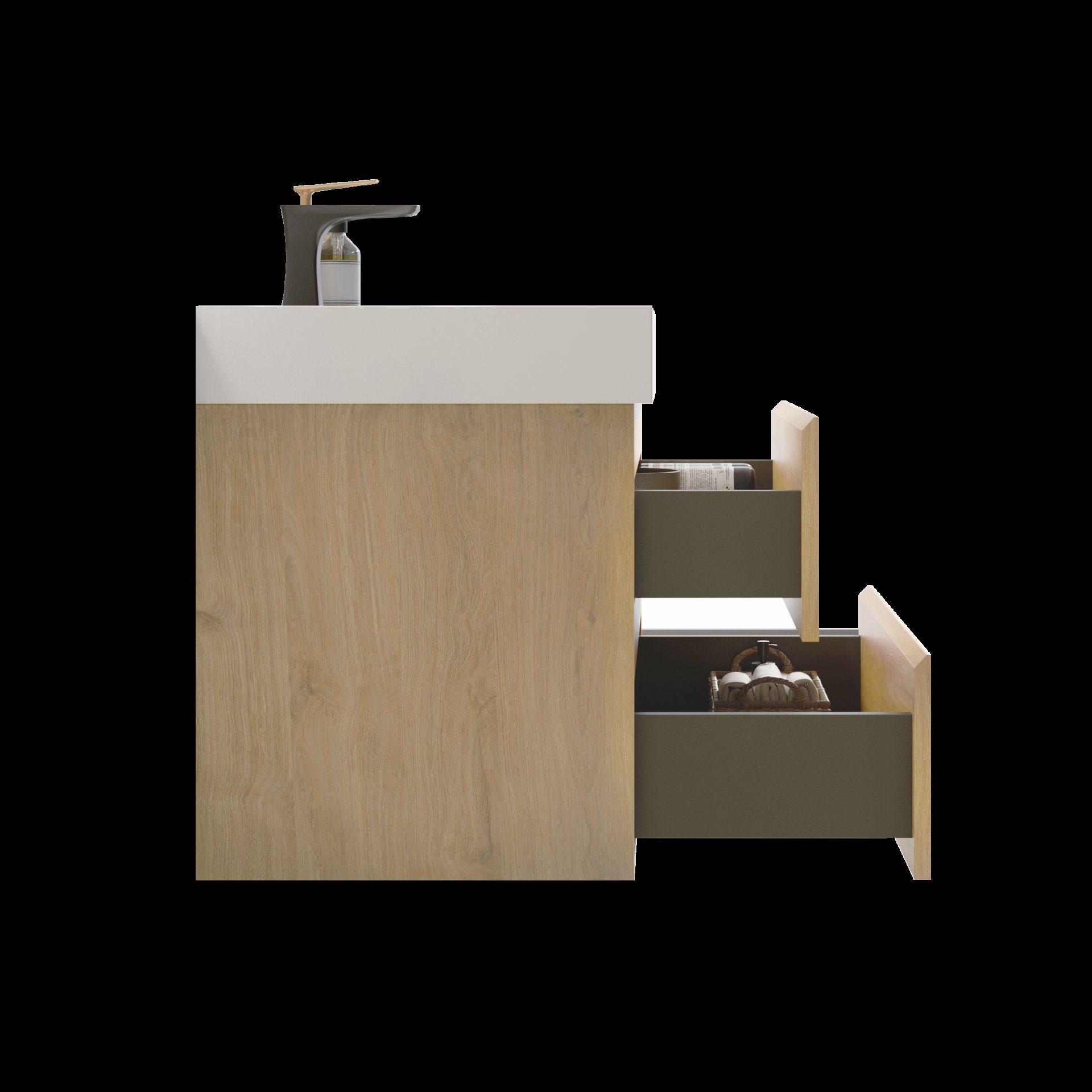 Alice - U041-Alice30-106 Bathroom Vanity With Sink, Large Storage Wall Mounted Floating Bathroom Vanity For Modern Bathroom - Oak / White - Image 7