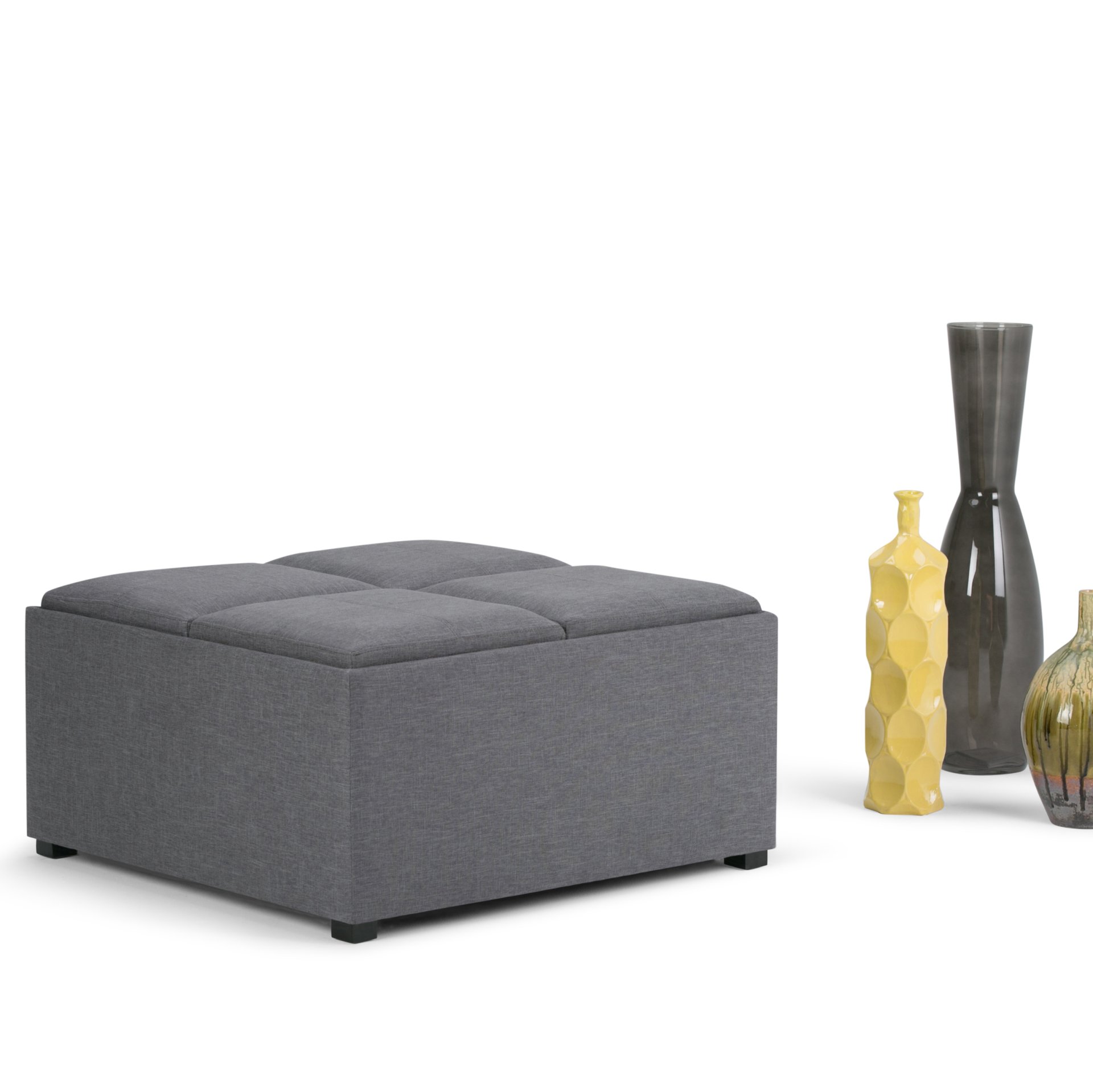 Avalon - Square Coffee Table Storage Ottoman - Slate Gray - Image 9