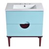 Bathroom Vanity Cabinet With Ceramic Sink Combo Set, Frame Modern Bathroom Storage Cabinet With 2 Drawers - Blue - Image 14