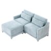 Elegant 2 Seater Sofa With Ottoman And Lumbar Pillows Chenille High Quality Wood And Sponge - Sky Blue - Image 14