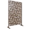 Outdoor & Indoor Privacy Screen Metal Privacy Screen, Freestanding Decorative Privacy Screen - Brown - Image 4