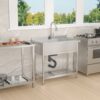 Stainless Steel Freestanding Utility Sink With Pull Out Faucet, Large Single Bowl - Brushed Nickel - Image 10