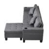 Sectional Sofa Set For Living Room With L Shape Chaise Lounge, Cup Holder And Left Or Right Hand Chaise Modern 4 Seat - Gray - Image 11