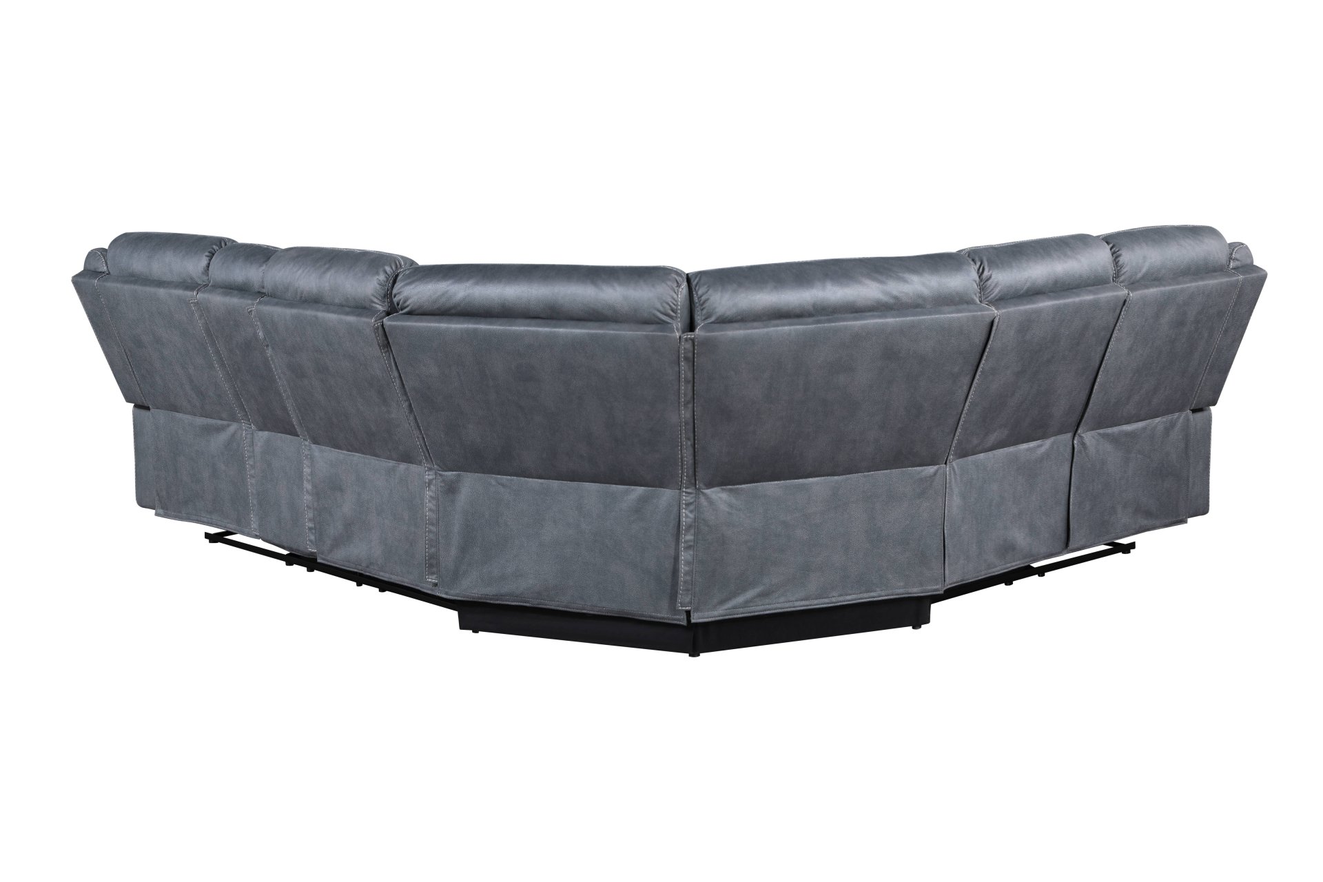 Dollum - Two Tone Nubuck Manual Recliner Sectional Sofa With USB Port Cupholder Console - Gray - Image 5