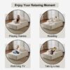Oversized Chaise Lounge Chair Cozy Cloud Couch, Plush Corduroy Upholstered Sleeper Sofa Daybed With 3 Throw Pillows And Wide Armrest For Living Room - White - Image 5