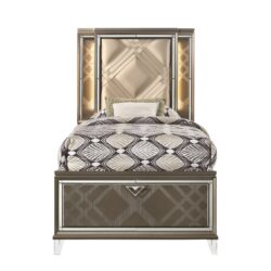 Skylar - Full Bed With LED & Storage - Dark Champagne