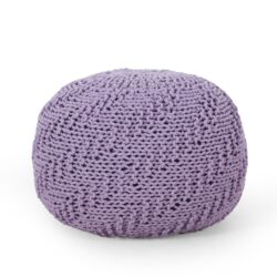 Bordeaux - Knitted Cotton Round Pouf Ottoman - Lavender