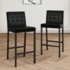 Modern Design High Stool With Metal Legs For Kitchen And Restaurant (Set of 2) - Black - Image 2