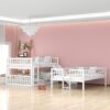 Full Over Full Over Full Triple Bed With Built-In Ladder And Slide, Triple Bunk Bed With Guardrails - White - Image 5