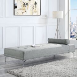 Quenti - Velvet Sofa Bed With Pillow - Gray