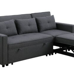 Zoey - Linen Convertible Sleeper Sofa With Side Pocket - Dark Gray