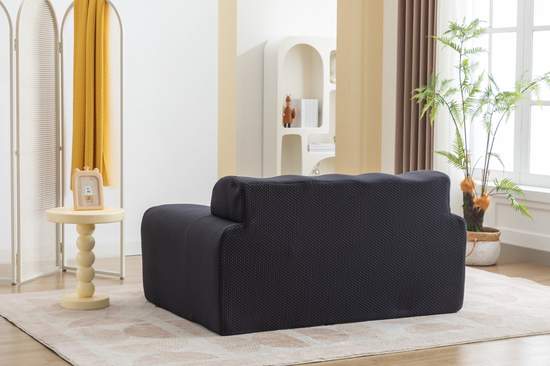 Large Size 1 Seater Sofa, Pure Foam Comfy Sofa Couch, Modern Lounge Sofa For Living Room, Apartment - Dark Gray - Image 7