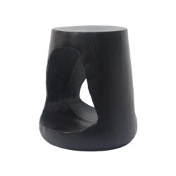 Mgo Hollow Side Table With Wood Like Texture, Durable And Weather Resistant - Black