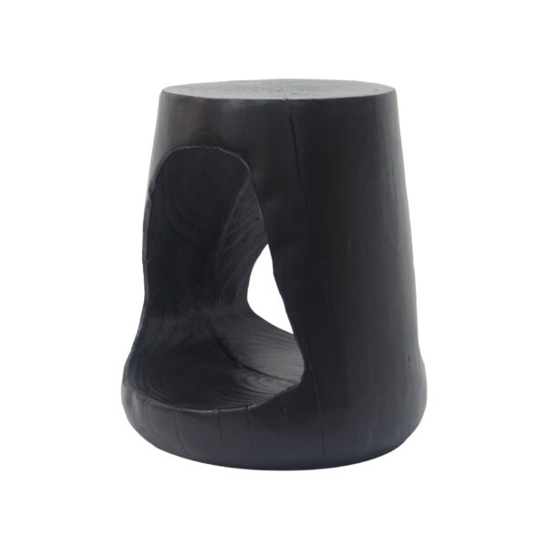 Mgo Hollow Side Table With Wood Like Texture, Durable And Weather Resistant - Black